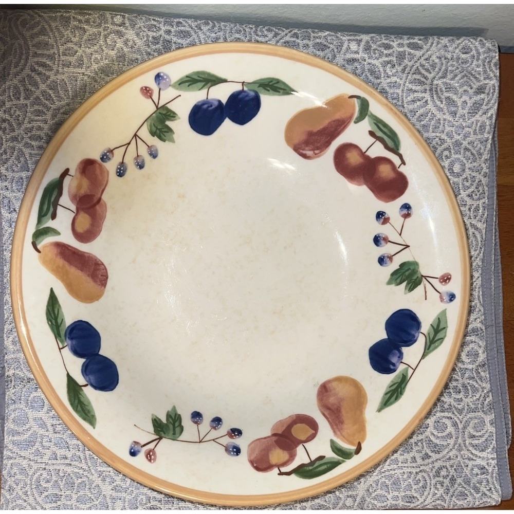 Longaberger Fruit Medley Pottery Ceramic ‎ Serving Bowl 13" Vintage